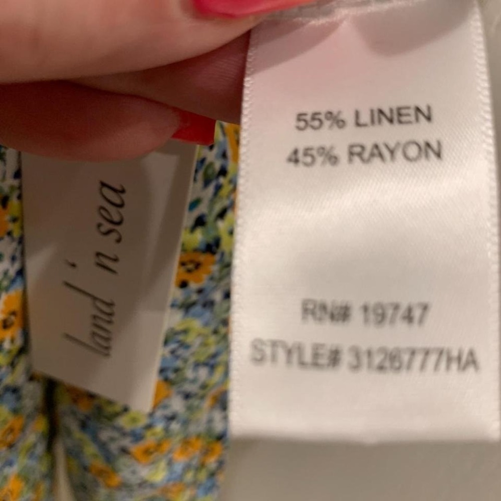 Land N' Sea Floral Sleeveless Shirt and Skirt Set Linen/Rayon Sz L - Picture 7 of 7